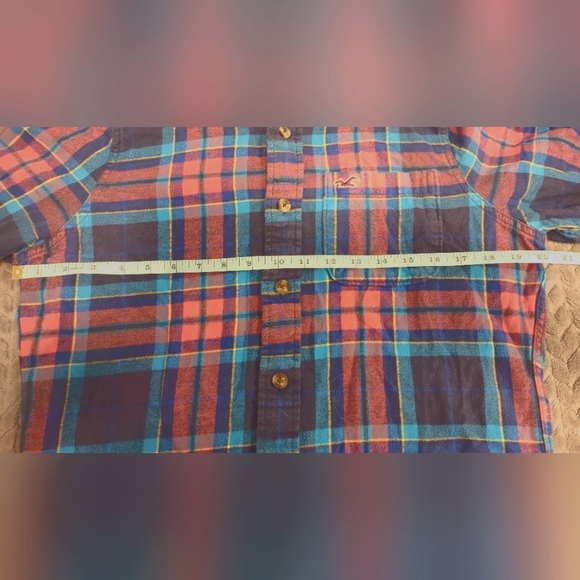 🍁Hollister long sleeve flannel button up/down shirt. Women's size Medium. Plaid - Picture 7 of 8